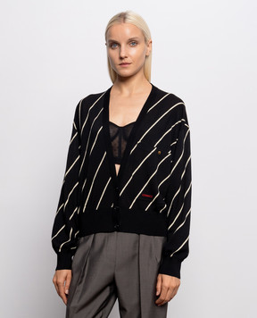 Versace Black striped wool cardigan 10253441A18351