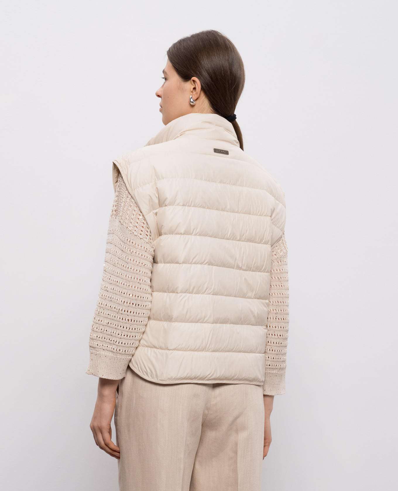 

Beige down vest with monil chain Peserico