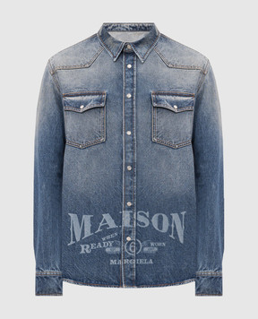 Maison Margiela MM6 Blue denim shirt with logo print SH0DT0053M30058