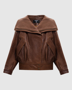 Balmain Brown leather jacket GF0TD230LE37