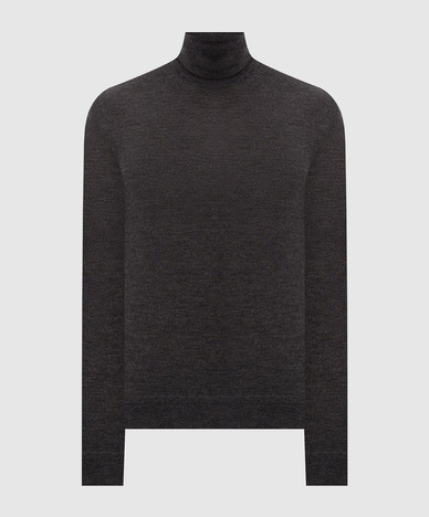 Gray cashmere and silk turtleneck
