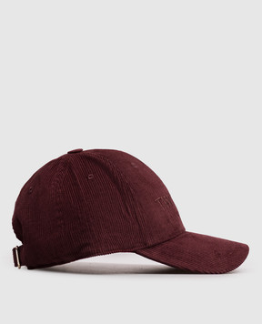 Twinset Burgundy corduroy cap with logo embroidery 262TA4120