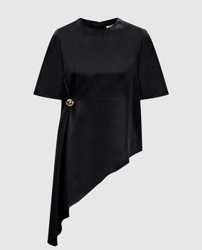Loulou de Saison MADEA black asymmetric silk blouse MADEA