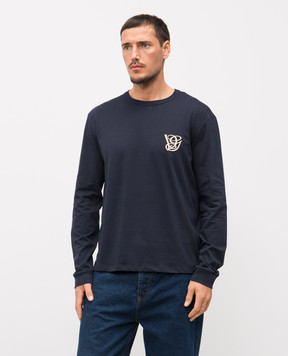 Valentino Blue longsleeve with embroidered monogram logo 8V3MG18DBD5