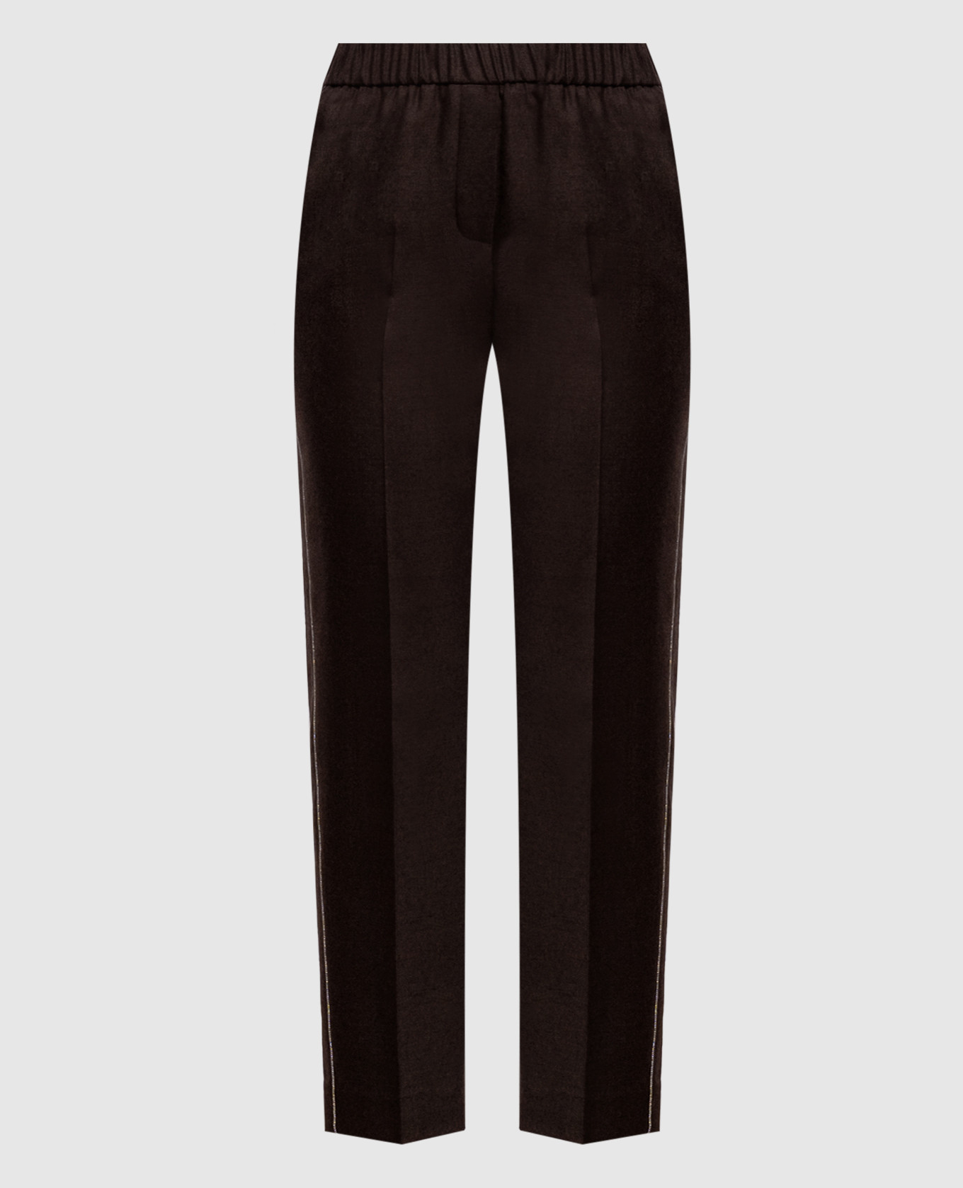 Brown wool pants with monil chain