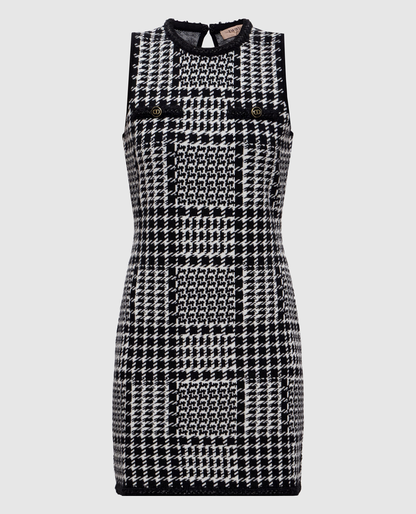 

Black mini dress with patterned wool Twinset