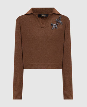 Twinset Brown pullover with polo collar 262AT3121