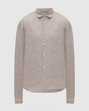 Woolrich Brown linen shirt with pattern CFWOSI2015MRUT3977