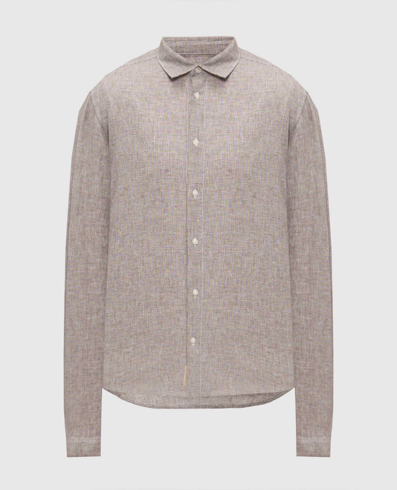 Brown linen shirt with pattern
