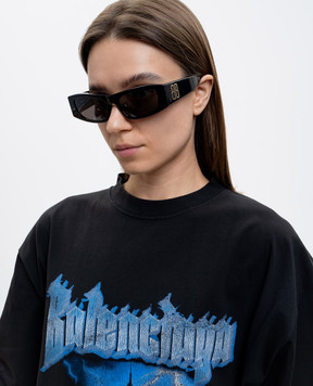 Balenciaga Black Nano Rectangle AF Sunglasses 858870T0039