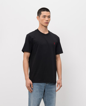 Ami Paris Black T-shirt with embroidered emblem BFUTS035724