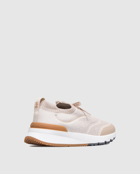 Brunello Cucinelli Beige sneakers with textured logo MZUEHRO342