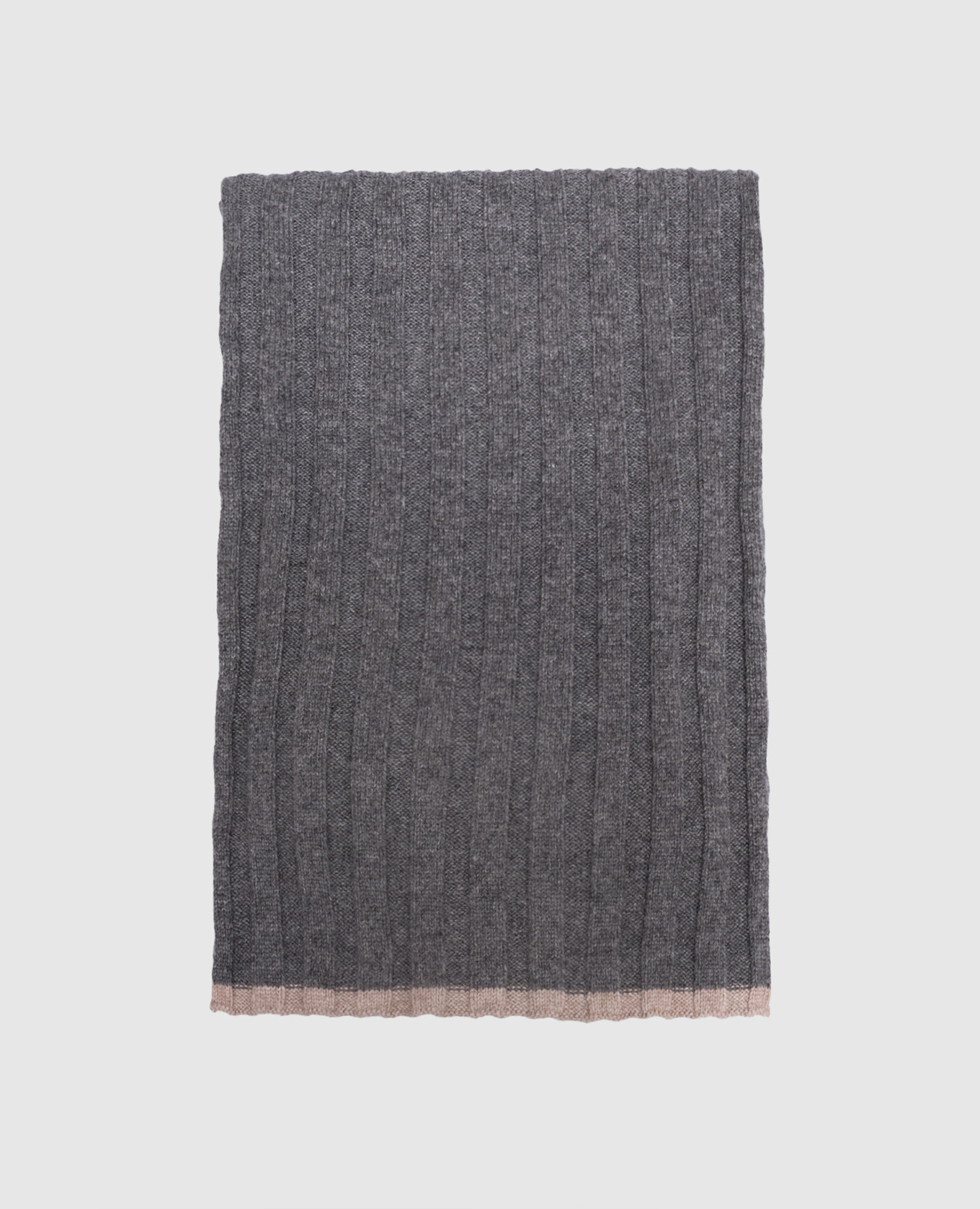 Grey cashmere scarf with fringe