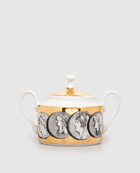 Fornasetti White porcelain sugar bowl Cammei P21Z300