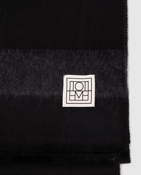 Toteme Black alpaca wool scarf with logo 254WSC0115FB0510