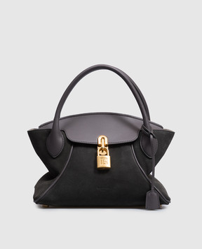 Balmain Grey suede Pulse Day bag with logo embossing HN1DA067LTXC