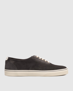 Brunello Cucinelli Grey suede sneakers with logo MZUPIGZ334