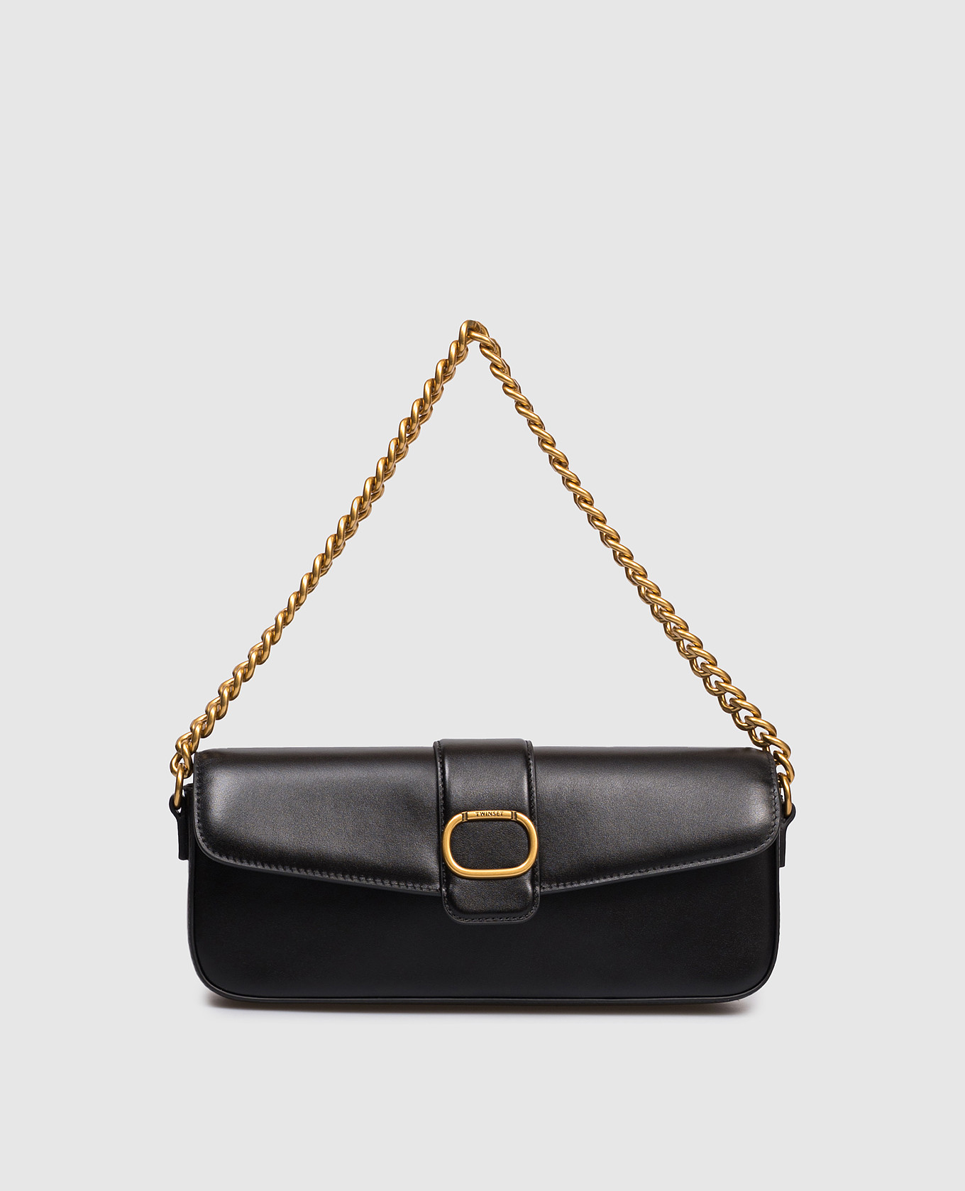 

Black leather bag with logo Twinset