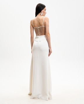David Koma Ivory sequined floral applique bustier dress RE26DK49DL