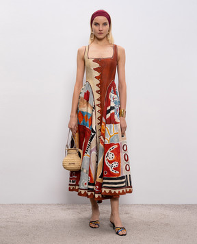 Alemais Michelle dress in branded linen print 6040D