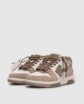 Off-White Out Of Office grey leather sneakers with logo OWIA259S26LEA005