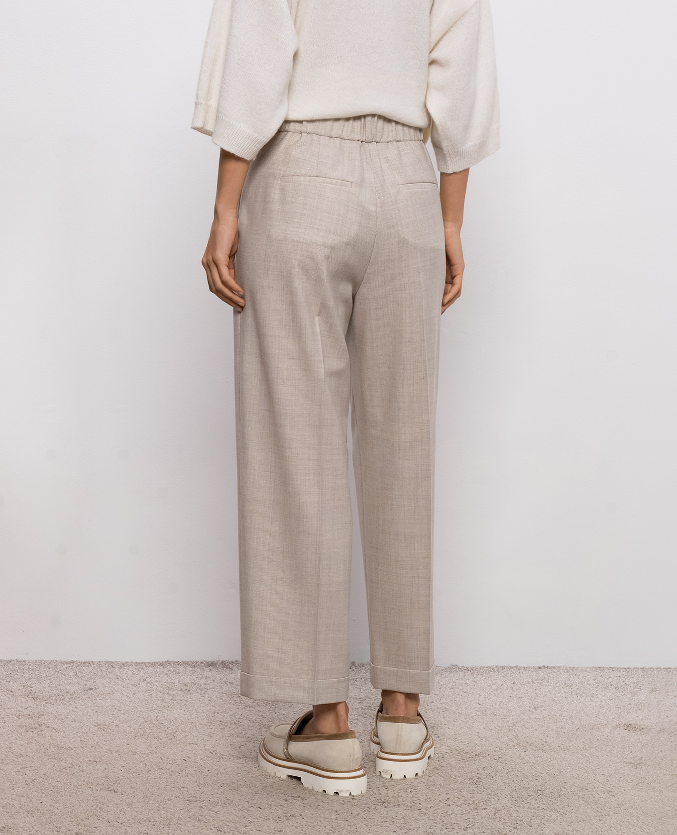 Beige wool trousers with lapels Peserico 4