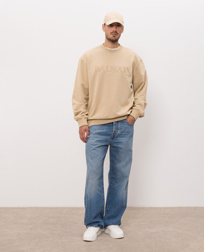 Balmain Blue jeans with logo patch HH1ML138DG26