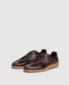 Santoni Brown suede sneakers with a vintage effect MBPL22251FARTGEU