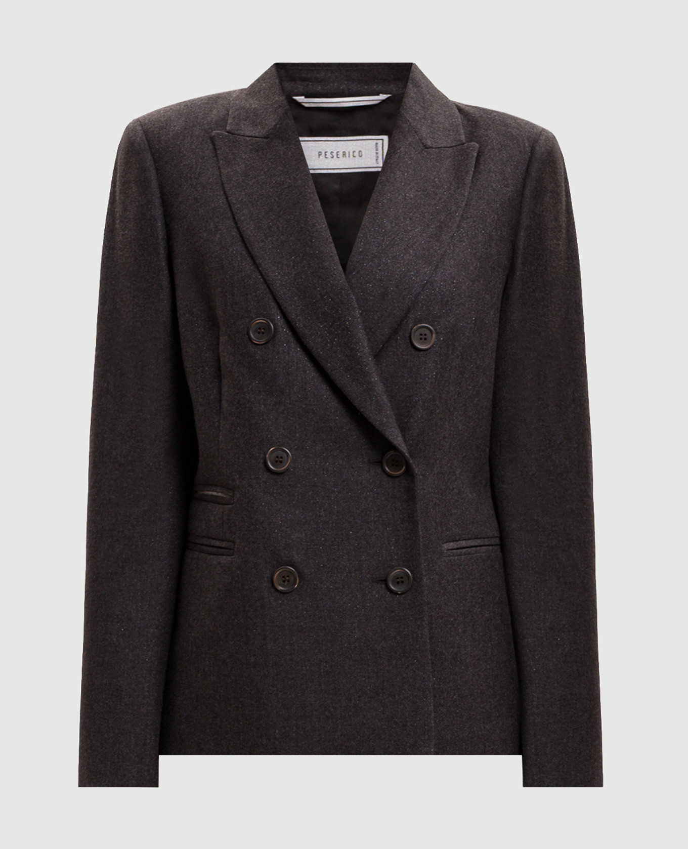 Brown double-breasted wool jacket with lurex