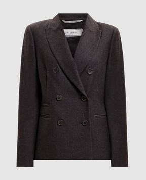 Peserico Brown double-breasted wool jacket with lurex A0121203359