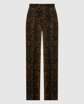 Twinset Brown pants with reptile print 262TT2591