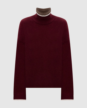 Brunello Cucinelli Burgundy cashmere sweater with monil chain M12527204