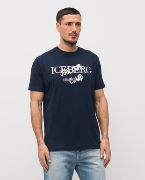 Iceberg Blue T-shirt with embroidered logo F0106325