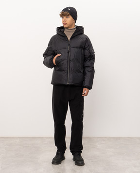 C.P. Company Metropolis Black down jacket with logo print LOW038A110467V