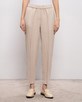 Peserico Beige linen pants with monil chain A0407206668