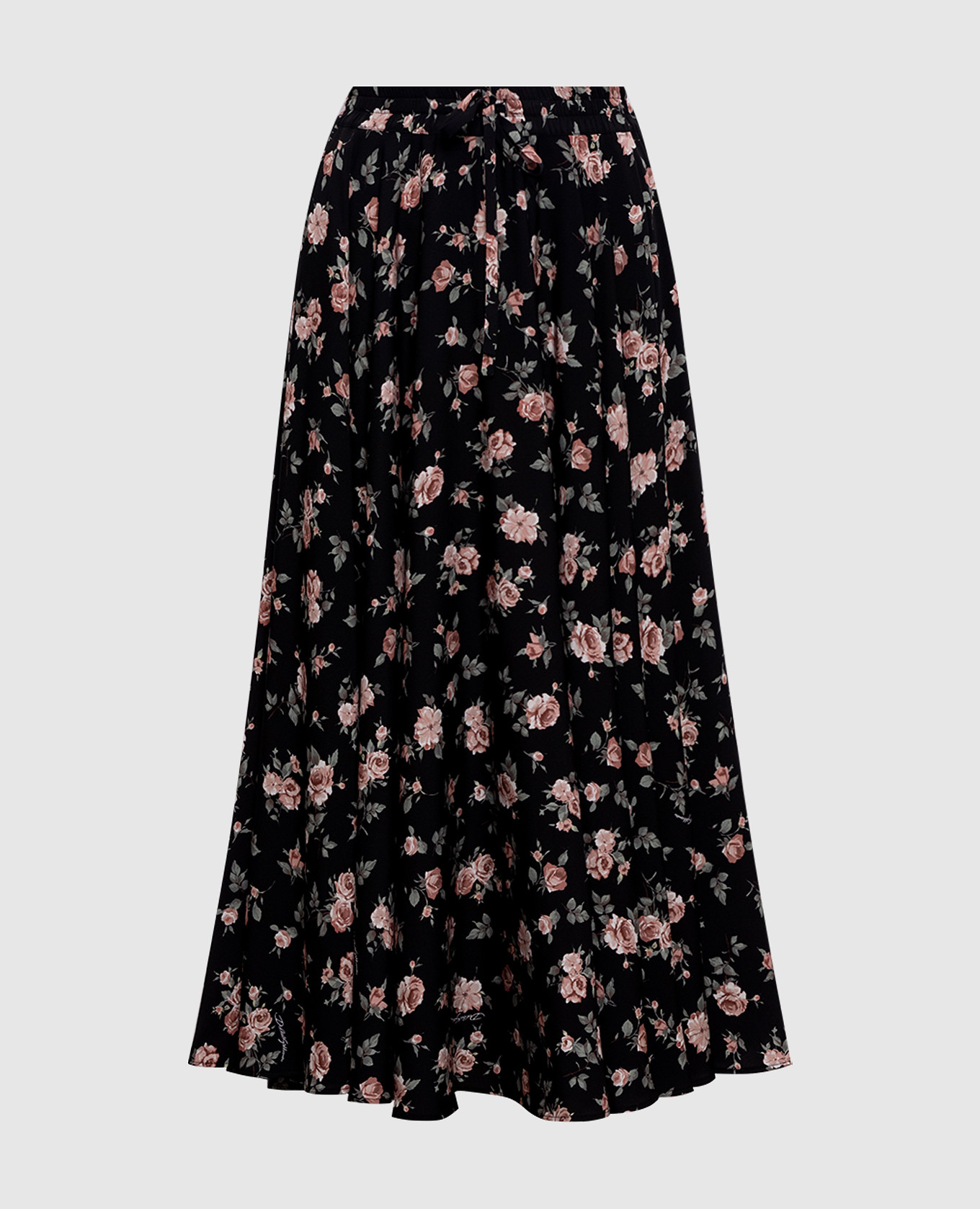 

Black floral print silk midi skirt Dolce&Gabbana