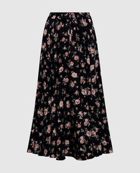 Dolce&Gabbana Black floral print silk midi skirt F4DBGTFSA8C