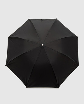 Pasotti Black folding umbrella Silver Lion patterned OMITUO64SRASO67681