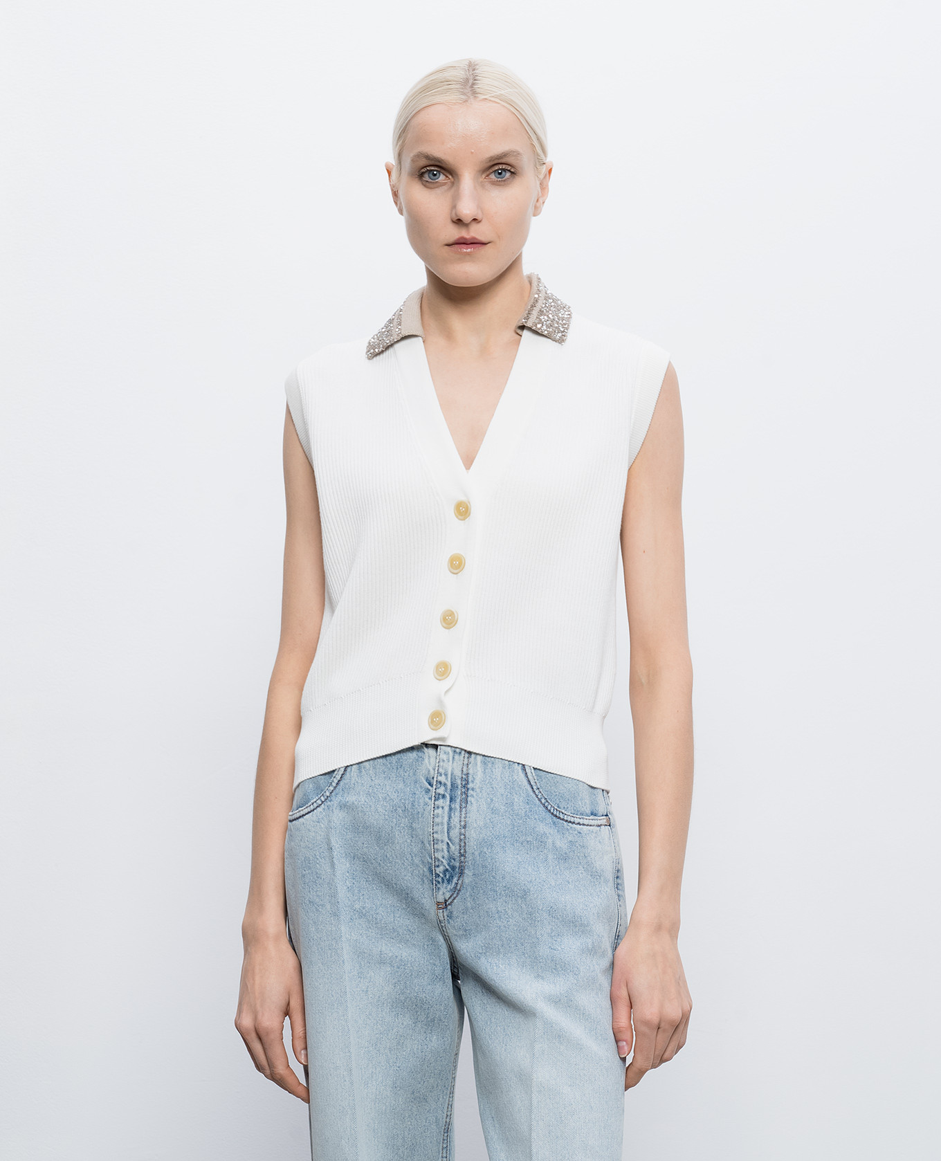 

White vest with sequins Brunello Cucinelli