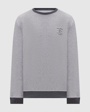 Brunello Cucinelli Grey melange sweatshirt with embroidery MM8263390G