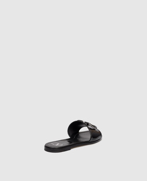 Valentino Black patent leather flip-flops with emblem 8W2S0BD5TMK