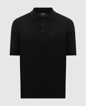 Balmain Black polo shirt with embroidered logo HH1GB045KK24