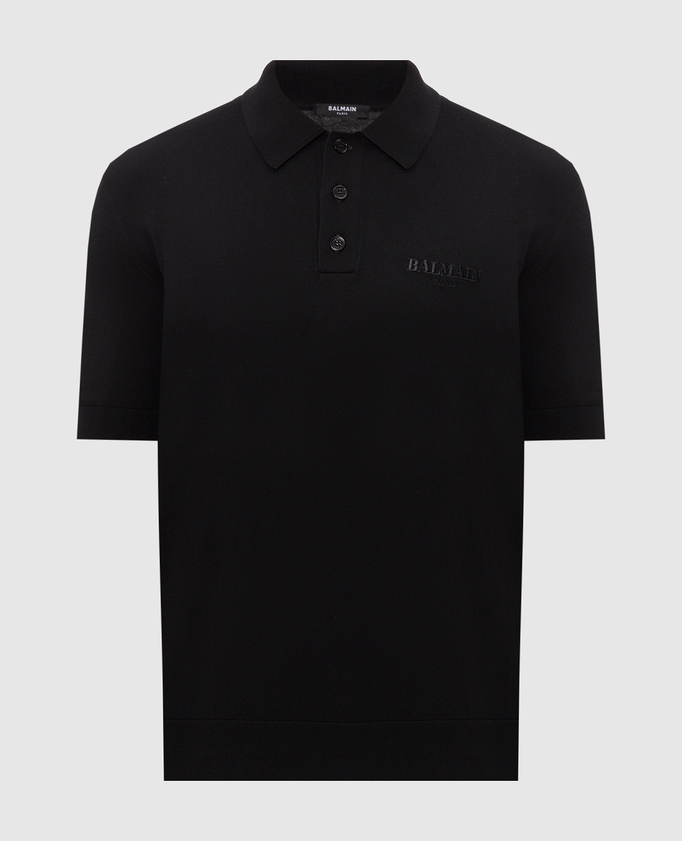 Black polo shirt with embroidered logo