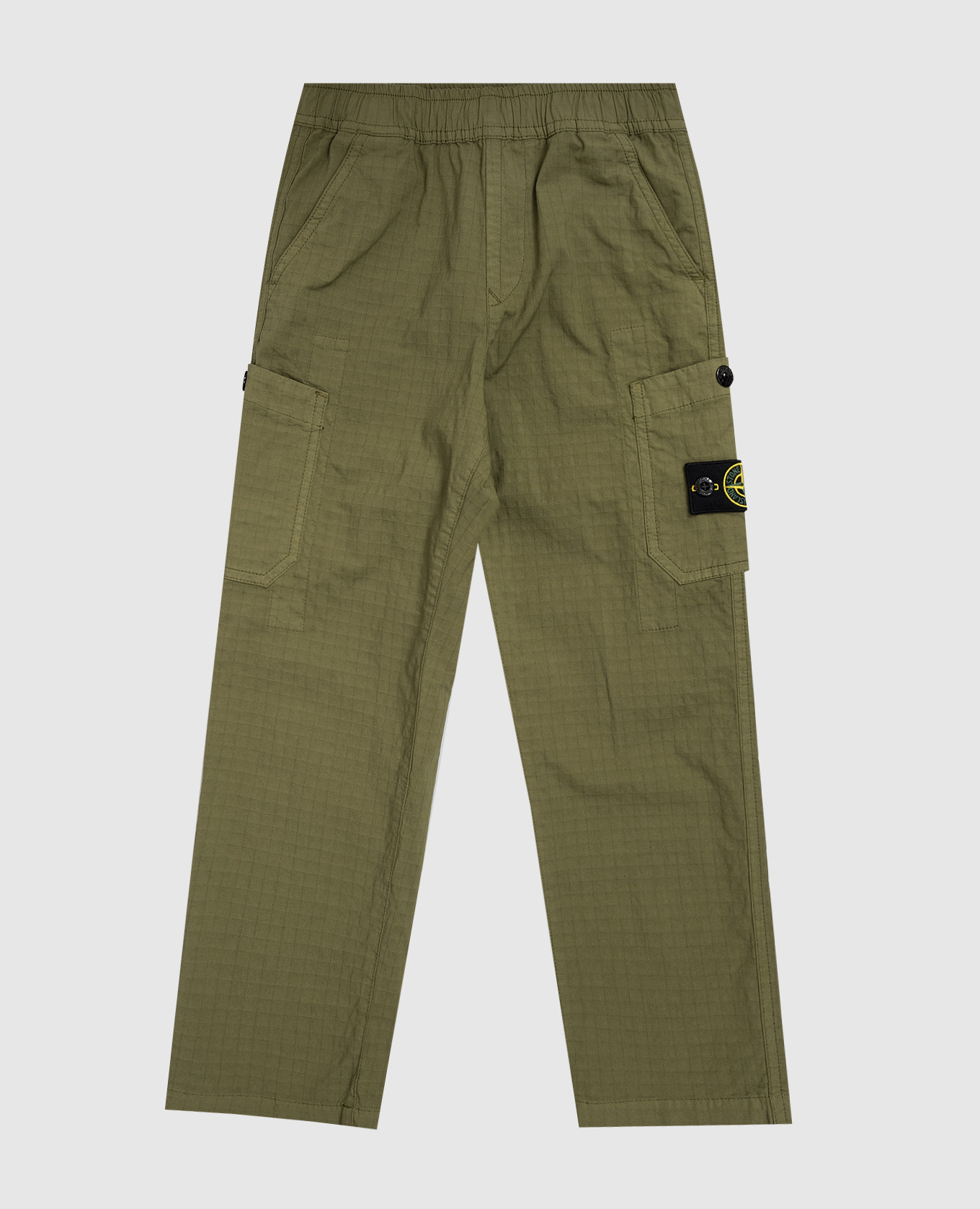 

Khaki kids' cargo pants with logo patch Stone Island