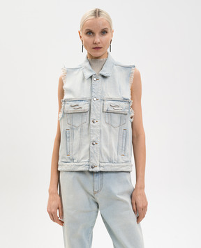 SSHEENA Blue denim vest with emblems 26SSJILETDS26002