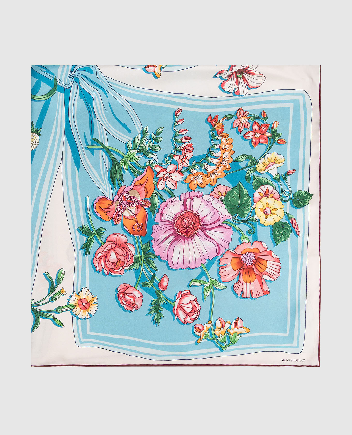 

Petals & Pies Blue Silk Scarf MANTERO 1902, Light blue