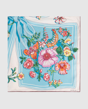 MANTERO 1902 Petals & Pies Blue Silk Scarf 0904F0030G56414