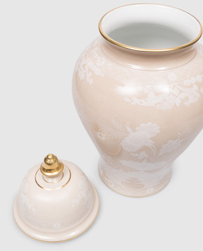 Ginori 1735 Beige porcelain vase Potiche with lid 016RG02FA5356LX0380