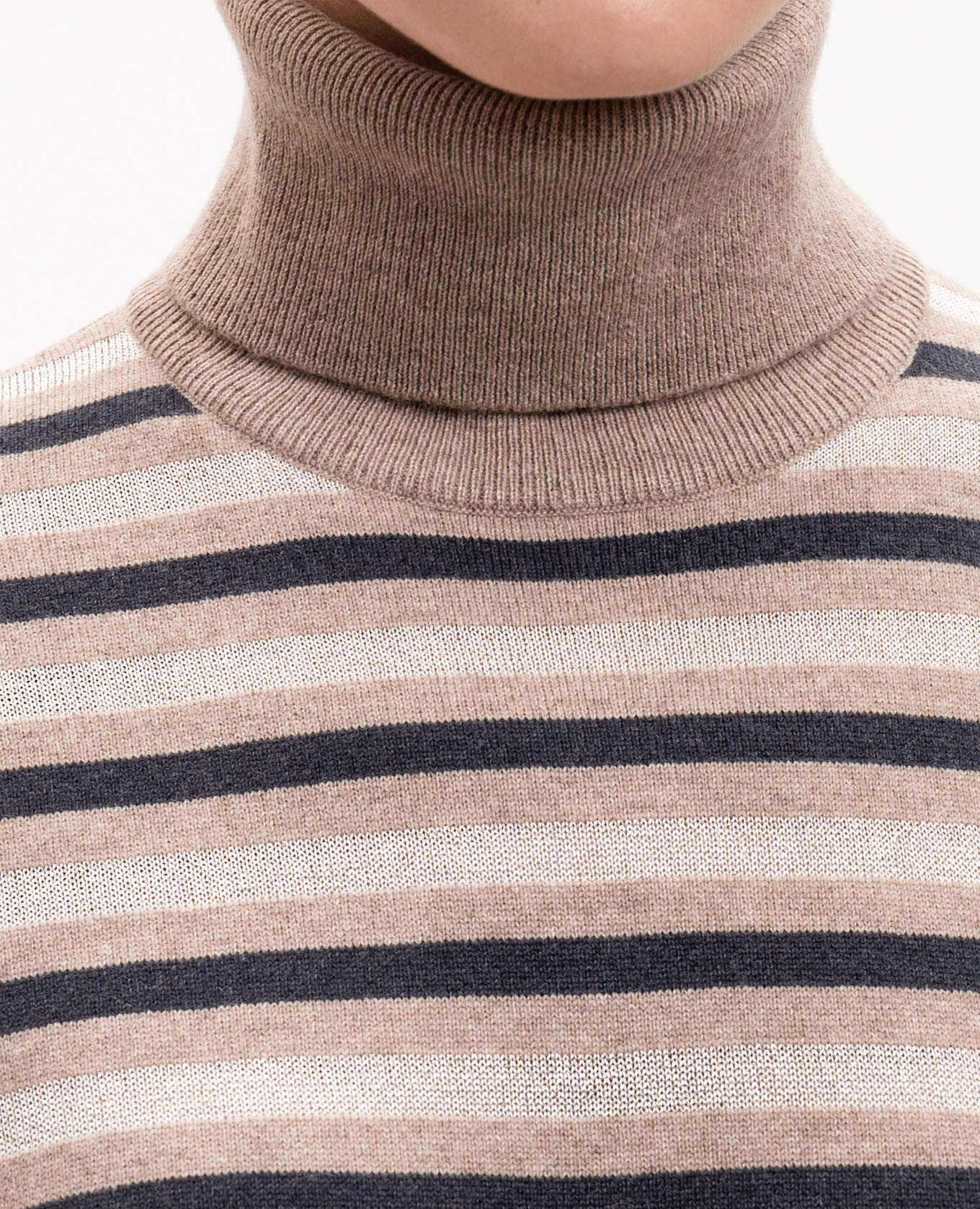 

Beige striped wool, cashmere and silk turtleneck Brunello Cucinelli
