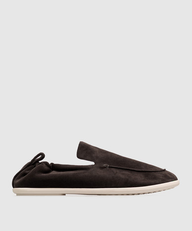 Brown suede loafers